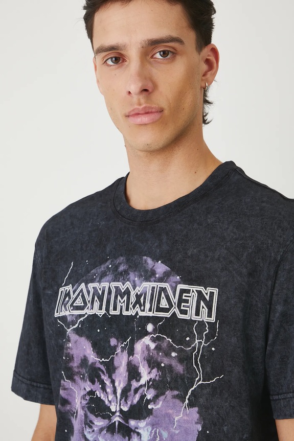 T-shirt bawełniany męski Iron Maiden szary RW25-TSM171
