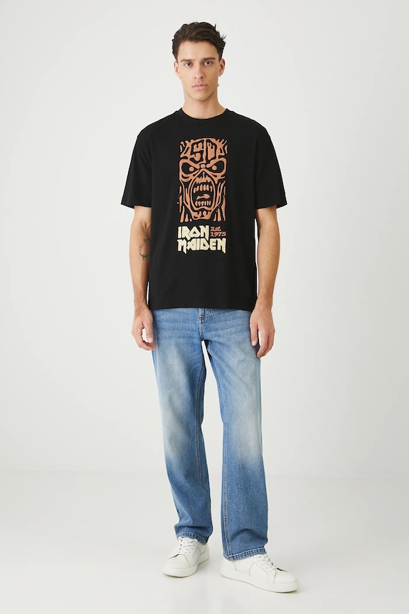 T-shirt bawełniany męski Iron Maiden RW25-TSM173 czarny RW25