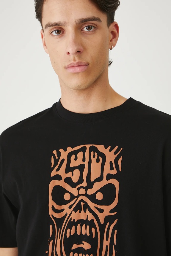 T-shirt bawełniany męski Iron Maiden czarny RW25-TSM173