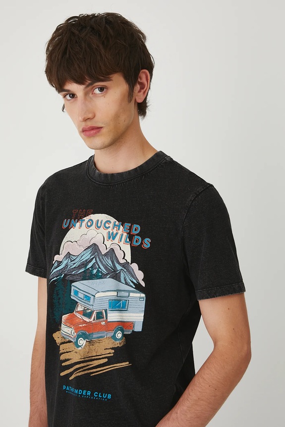 Medicine t-shirt bawełniany nadruk szary RW25-TSM206