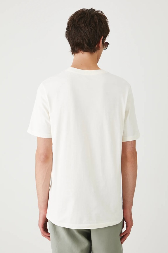 Odzież T-shirt bawełniany męski z ozdobną aplikacją RW25-TSM208 beżowy