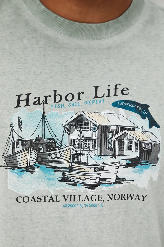 T-shirt bawełniany męski z efektem sprania RW25-TSM209 turkusowy