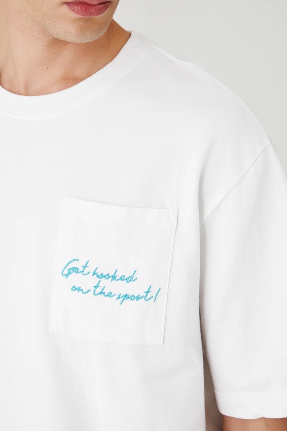 T-shirt bawełniany męski z nadrukiem i haftem RW25-TSM211