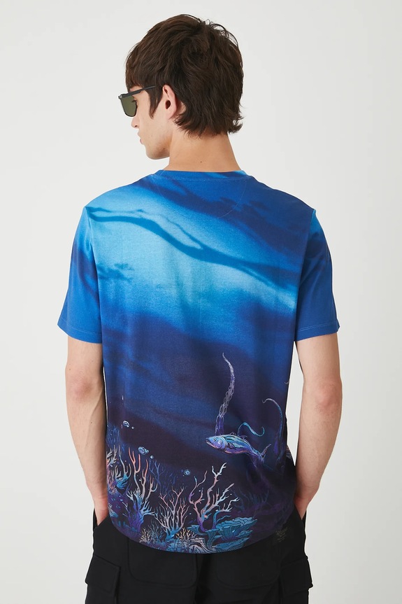 T-shirt bawełniany męski z kolekcji Lands of Legends – Atlantyda granatowy RW25-TSM251