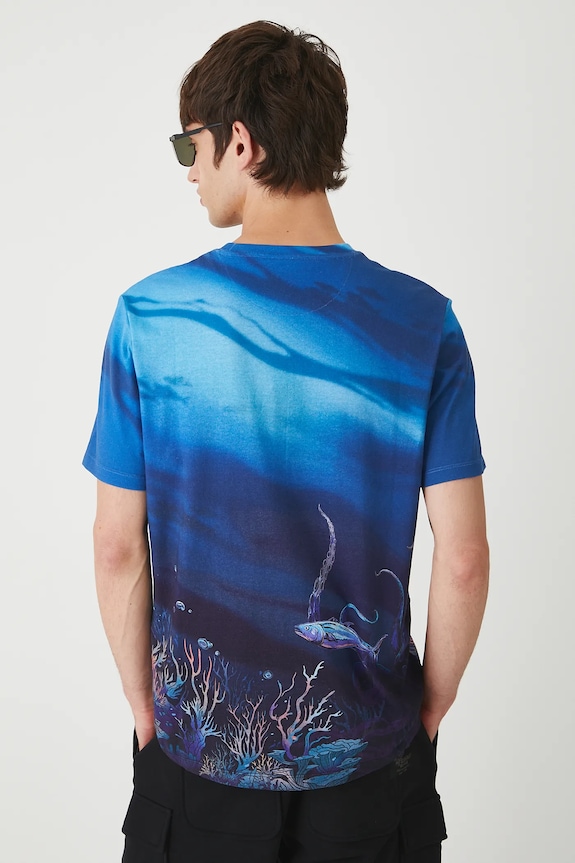 T-shirt bawełniany męski z kolekcji Lands of Legends – Atlantyda granatowy RW25-TSM251