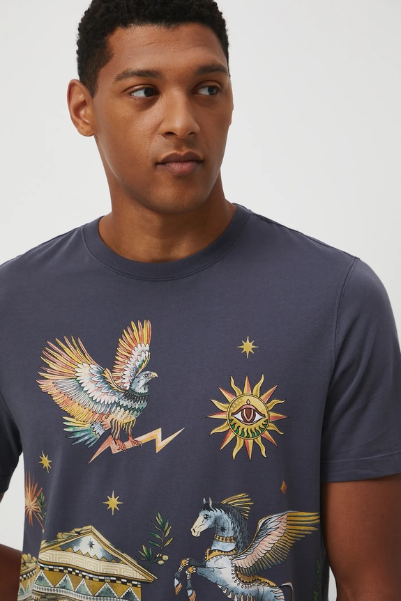 T-shirt bawełniany męski z kolekcji Lands of Legends – Olimp RW25-TSM255 niebieski