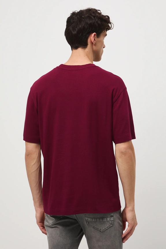 Oblečenie Bavlnené tričko pánske interlock s potlačou RW25-TSM302 burgundské