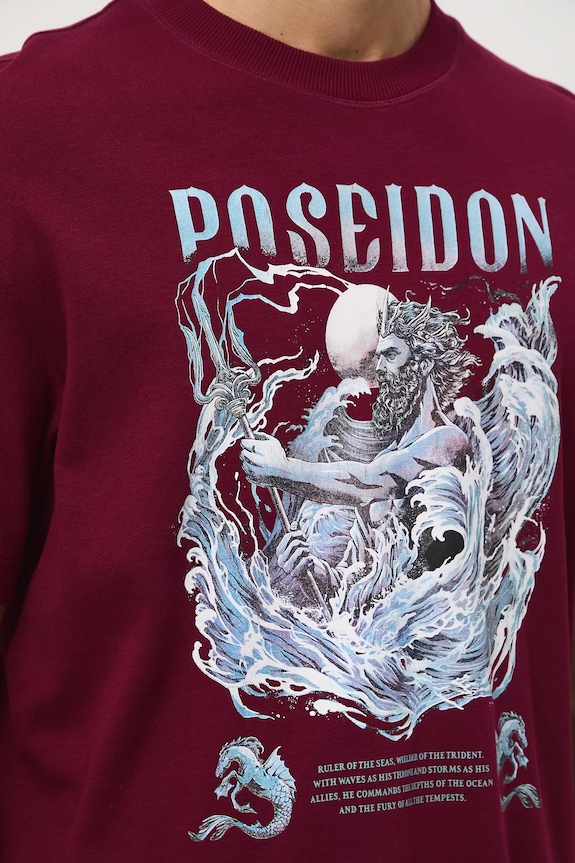 Bavlnené tričko pánske interlock s potlačou RW25-TSM302 burgundské