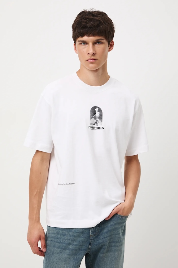 T-shirt bawełniany męski z nadrukiem RW25-TSM304 biały RW25