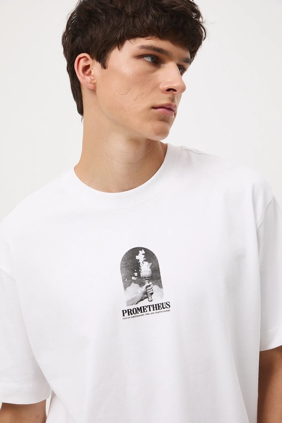 T-shirt bawełniany męski z nadrukiem biały RW25-TSM304