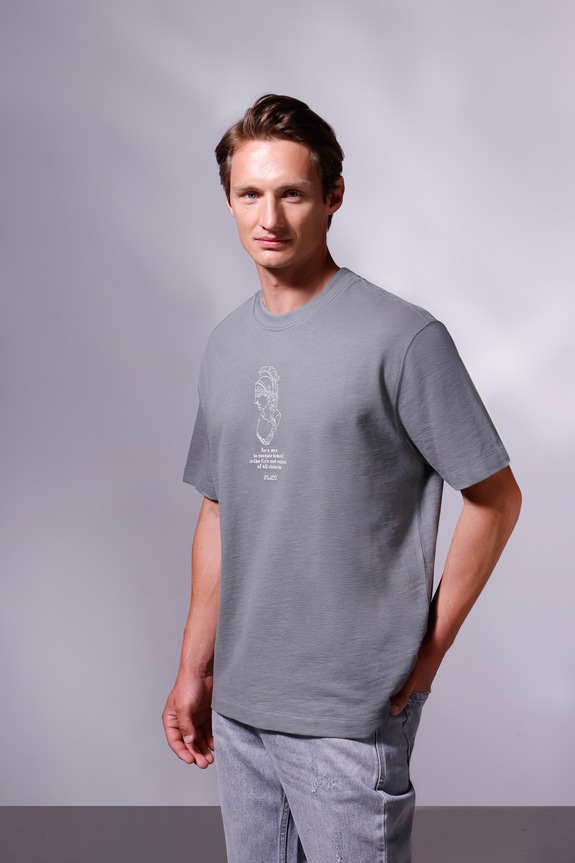 T-shirt bawełniany męski z kolekcji Science – Words of Wisdom bawełna zielony RW25-TSM354