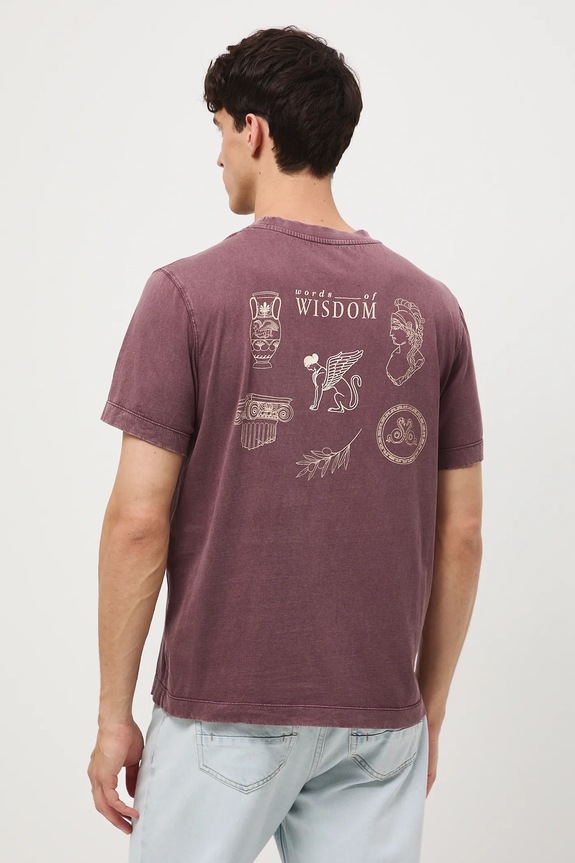 T-shirt bawełniany męski z kolekcji Science – Words of Wisdom fioletowy RW25-TSM355