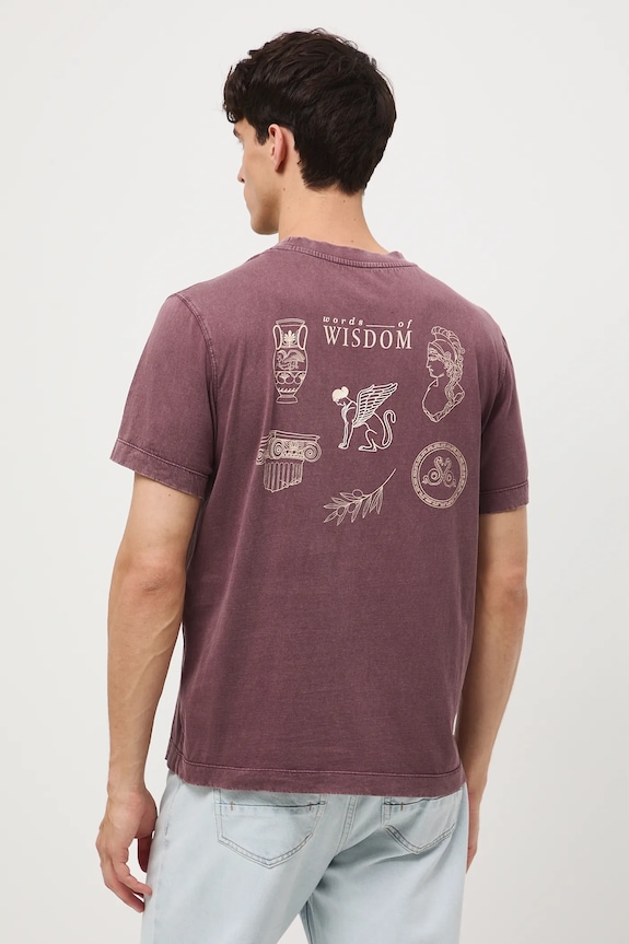 T-shirt bawełniany męski z kolekcji Science – Words of Wisdom fioletowy RW25-TSM355