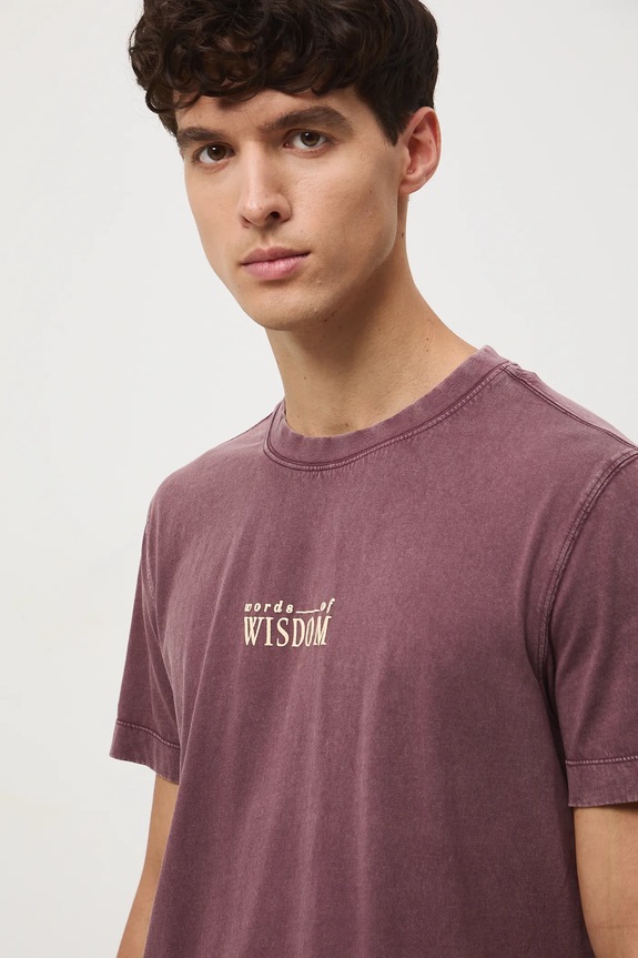 T-shirt bawełniany męski z kolekcji Science – Words of Wisdom RW25-TSM355 fioletowy