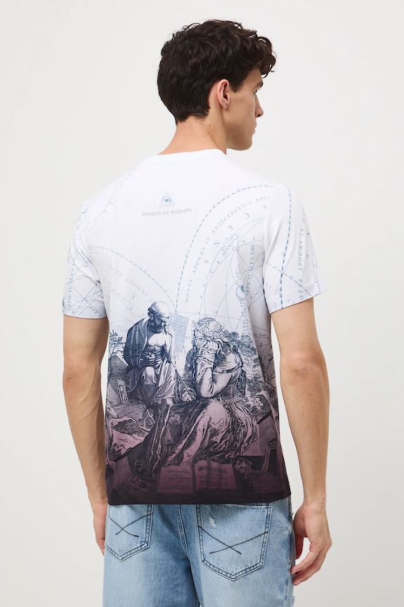 T-shirt bawełniany męski z elastanem z kolekcji Science – Words of Wisdom biały RW25-TSM359