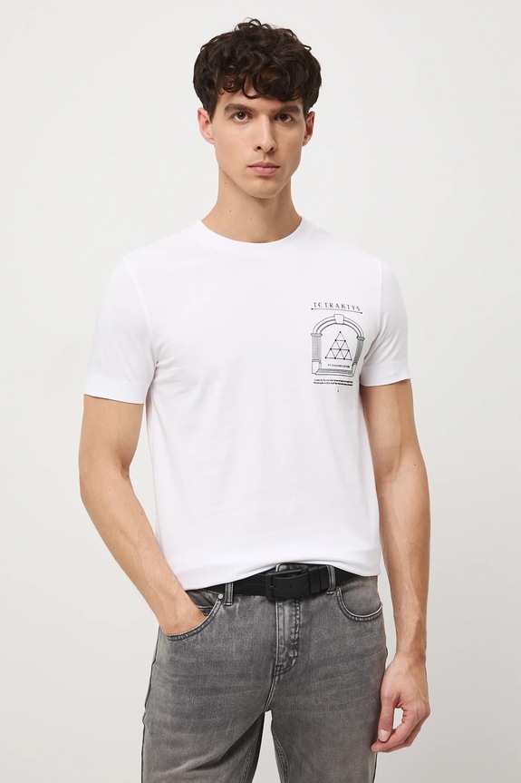 T-shirt bawełniany męski z kolekcji Science – Words of Wisdom RW25-TSM360 biały