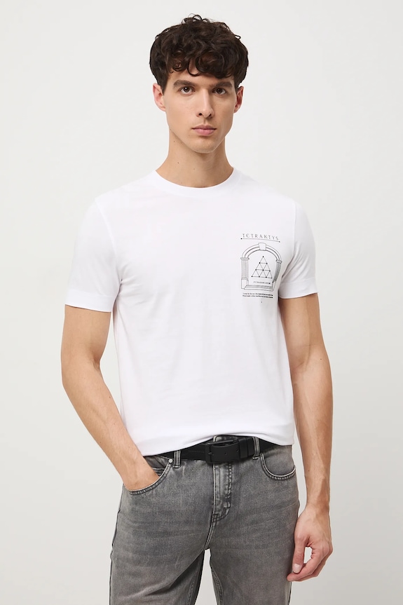 T-shirt bawełniany męski z kolekcji Science – Words of Wisdom RW25-TSM360 biały