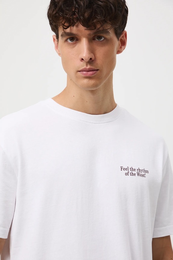 T-shirt bawełniany męski z nadrukiem biały RW25-TSM403