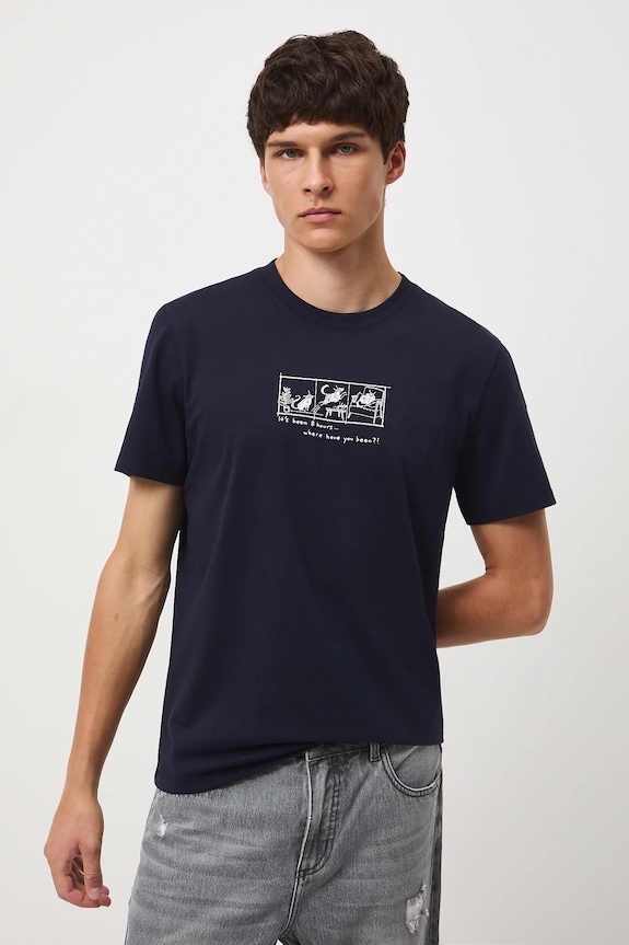 Odzież T-shirt bawełniany męski z okazji Dnia Psa – Zofia Różycka x Medicine RW25-TSM450 granatowy