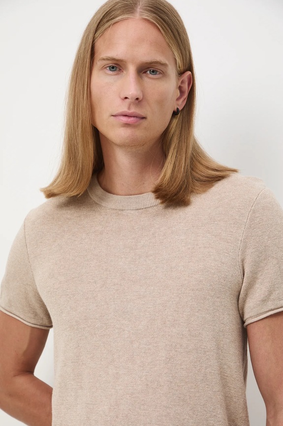 Tričko pánské melanžový slim béžová RW25-TSM508