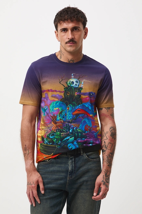 T-shirt bawełniany męski z elastanem z kolekcji Tajemniczy Świat Medicine RW25-TSM556 multicolor RW25