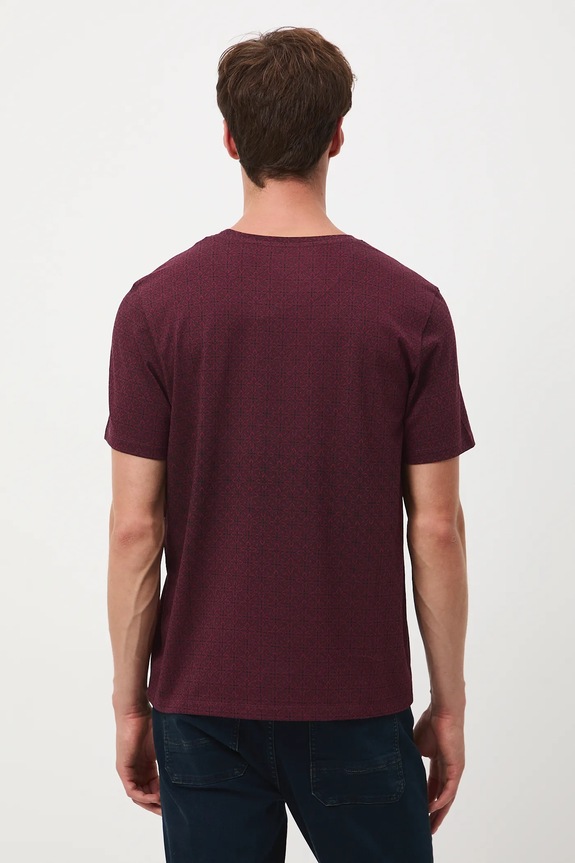 Odzież T-shirt bawełniany męski wzorzysty RW25-TSM600 bordowy