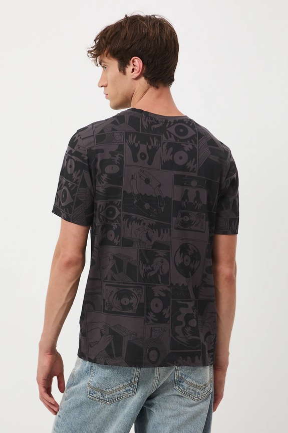 Odzież T-shirt bawełniany męski wzorzysty RW25-TSM601 szary