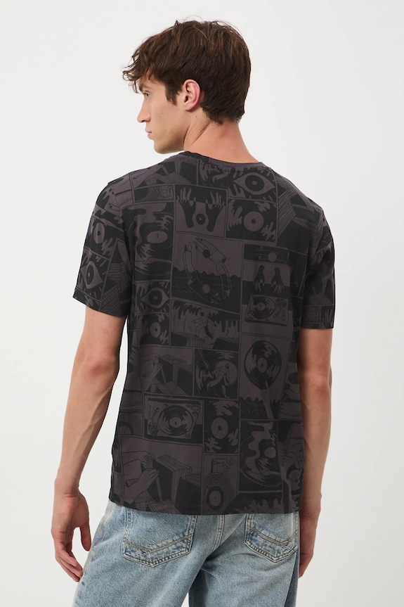 Odzież T-shirt bawełniany męski wzorzysty RW25-TSM601 szary