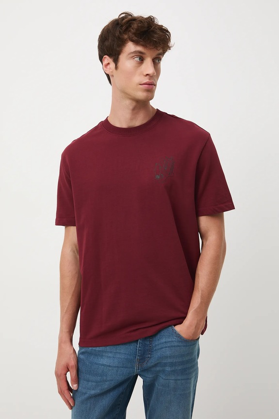 Odzież T-shirt bawełniany męski z nadrukiem RW25-TSM606 czerwony