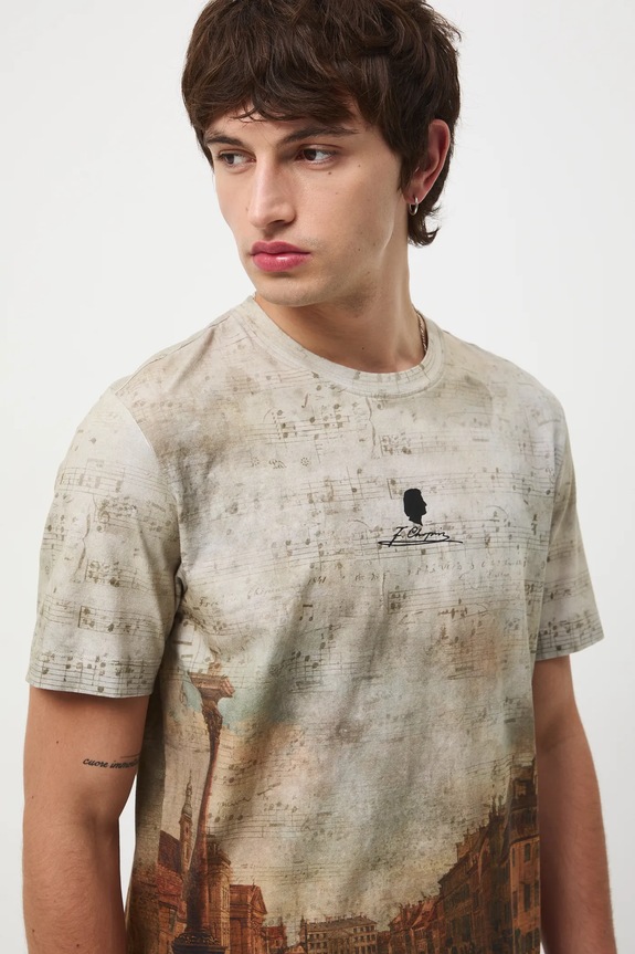T-shirt bawełniany męski z elastanem z kolekcji Narodowy Instytut Fryderyka Chopina x Medicine RW25-TSM700 multicolor