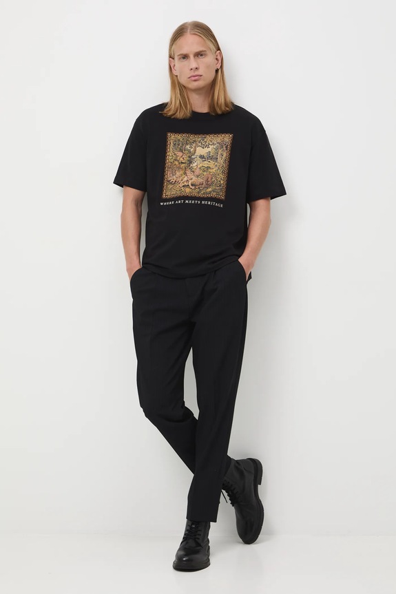 Odzież T-shirt bawełniany męski z kolekcji Zamek Królewski na Wawelu x Medicine RW25-TSM851 czarny