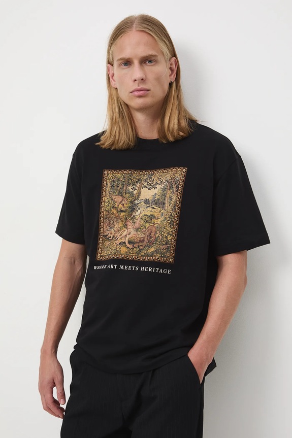 T-shirt bawełniany męski z kolekcji Zamek Królewski na Wawelu x Medicine RW25-TSM851 czarny
