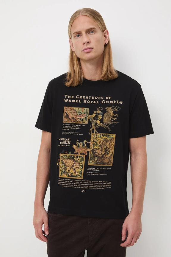 T-shirt bawełniany męski z kolekcji Zamek Królewski na Wawelu x Medicine RW25-TSM857 czarny