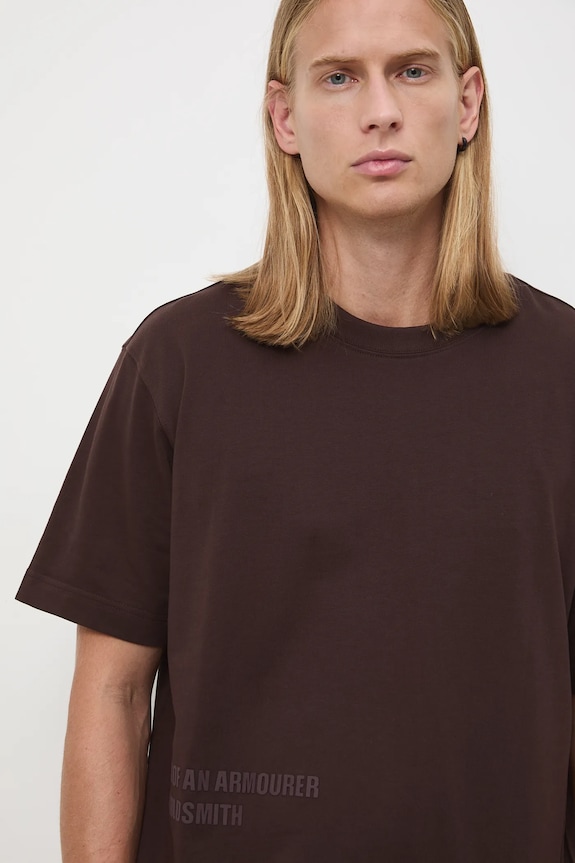 T-shirt bawełniany męski z kolekcji Zamek Królewski na Wawelu x Medicine RW25-TSM861 brązowy