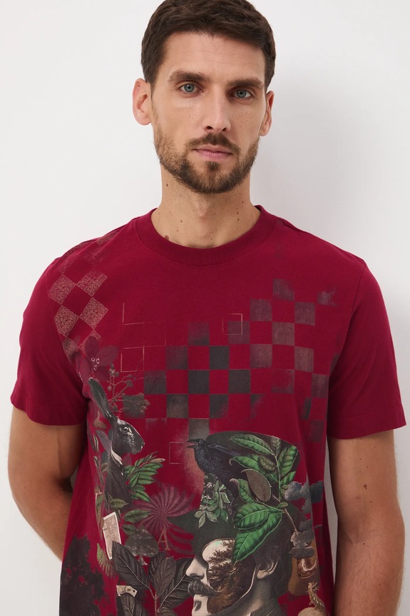 T-shirt bawełniany męski z nadrukiem czerwony RW25-TSM901