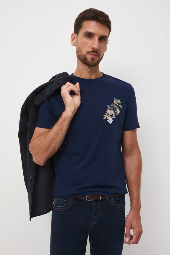 Bavlnené tričko Medicine slim tmavomodrá RW25-TSM903