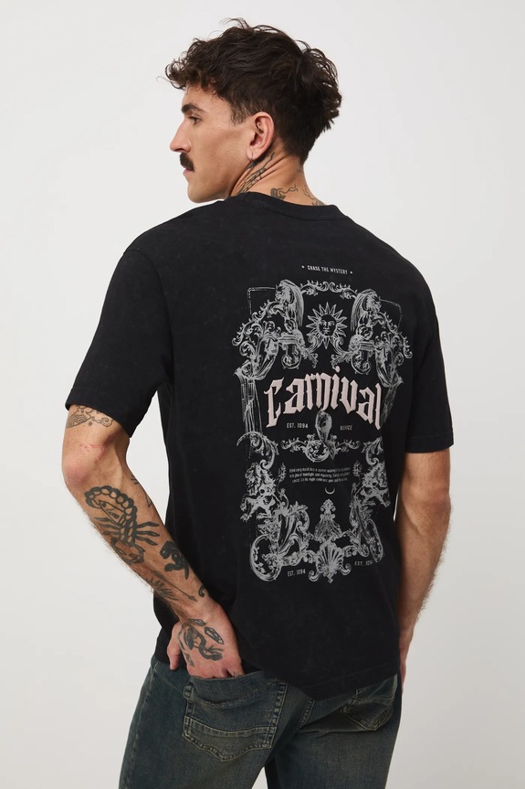 T-shirt bawełniany męski z nadrukiem okrągły szary RW25-TSMA11
