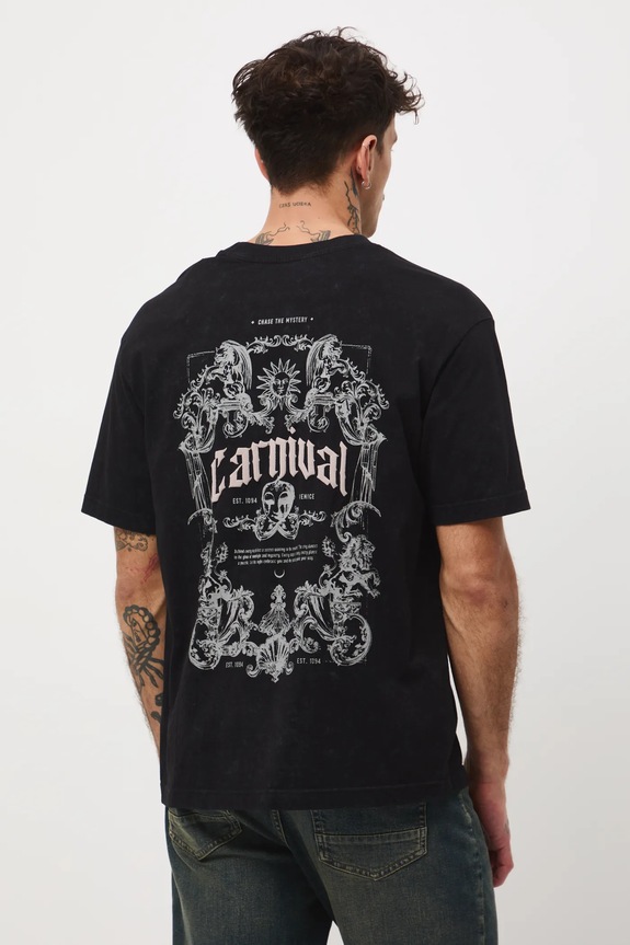 T-shirt bawełniany męski z nadrukiem szary RW25-TSMA11