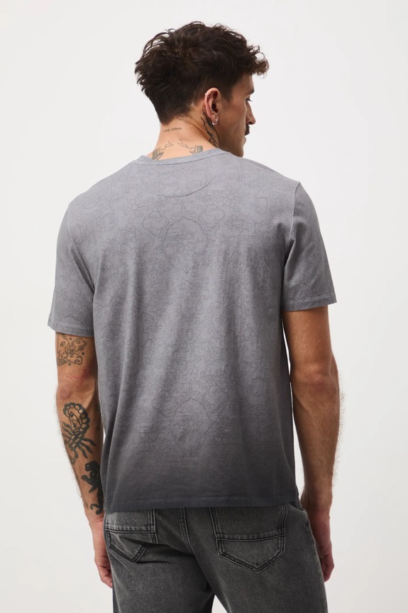 Odzież T-shirt bawełniany męski z elastanem wzorzysty RW25-TSMA12 szary