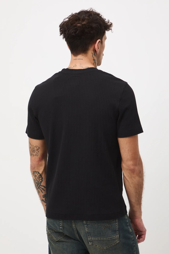 Oblečenie Bavlnené tričko pánske s elastanom vrúbkovaný RW25-TSMA20 čierna