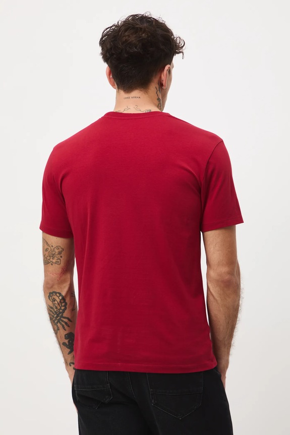 Odzież T-shirt bawełniany męski z elastanem z nadrukiem RW25-TSMA30 czerwony