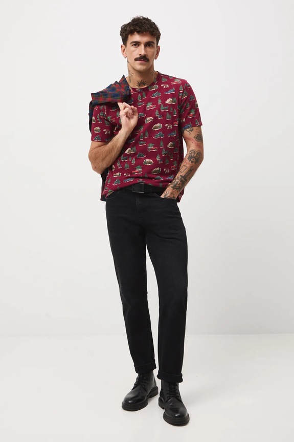 T-shirt bawełniany męski świąteczny RW25-TSMA31 czerwony RW25