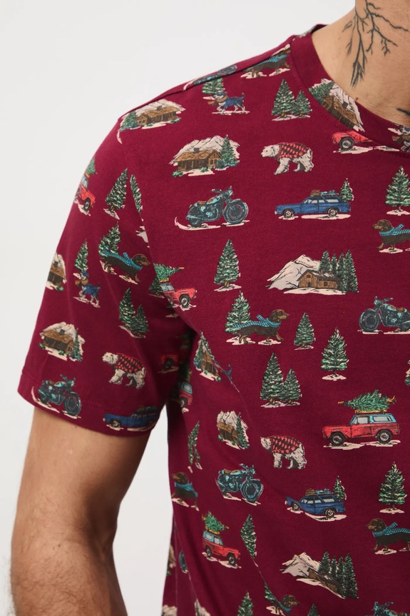 T-shirt bawełniany męski świąteczny RW25-TSMA31 czerwony