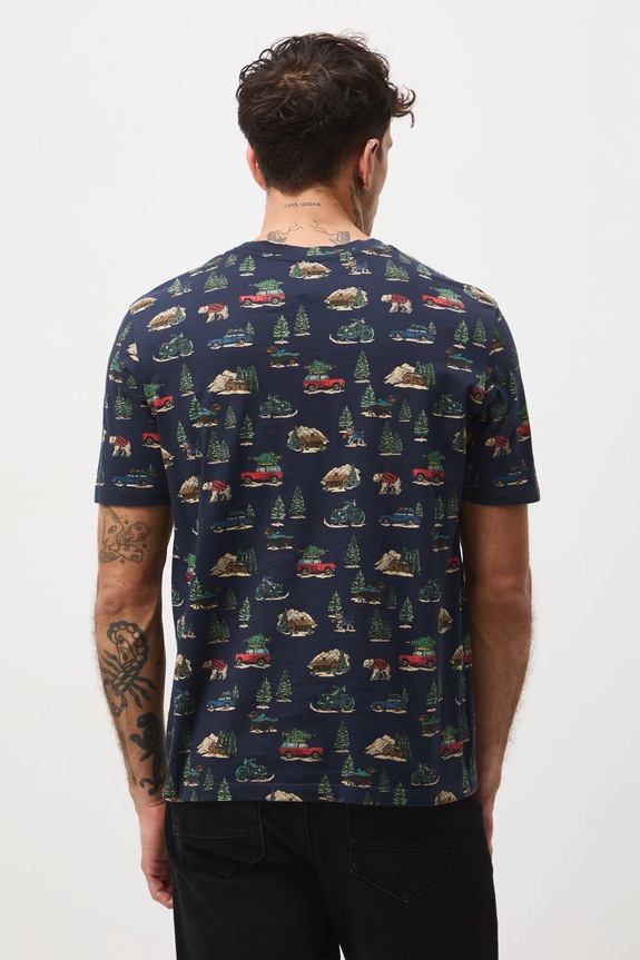 Odzież T-shirt bawełniany męski świąteczny RW25-TSMA31 granatowy