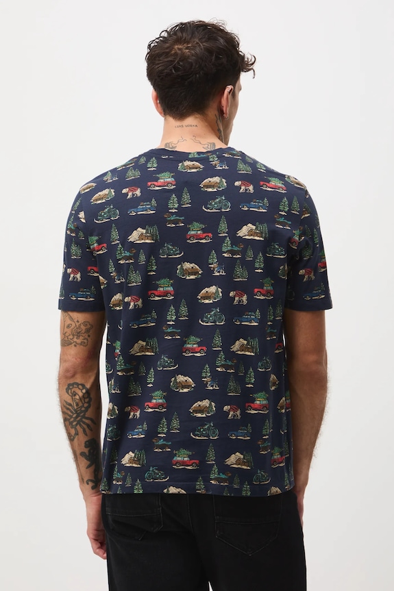 Odzież T-shirt bawełniany męski świąteczny RW25-TSMA31 granatowy