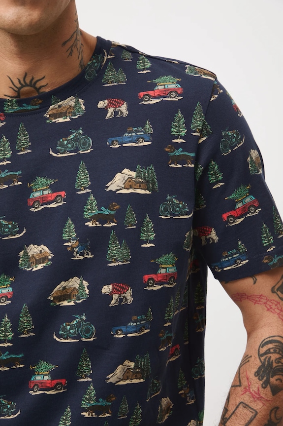 T-shirt bawełniany męski świąteczny RW25-TSMA31 granatowy