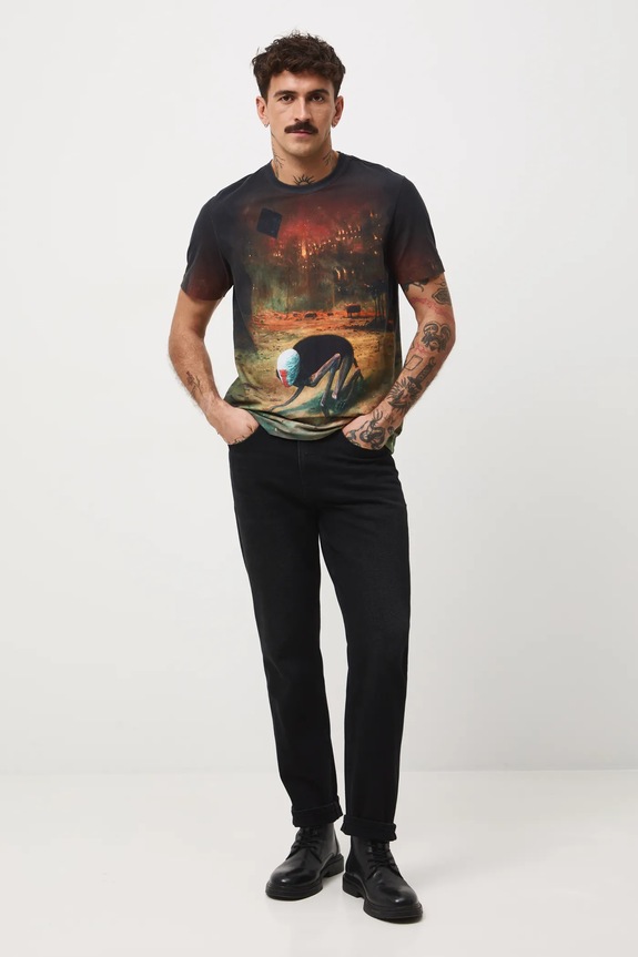 Odzież T-shirt bawełniany męski z elastanem z kolekcji Zdzisław Beksiński x Medicine RW25-TSMA65 multicolor