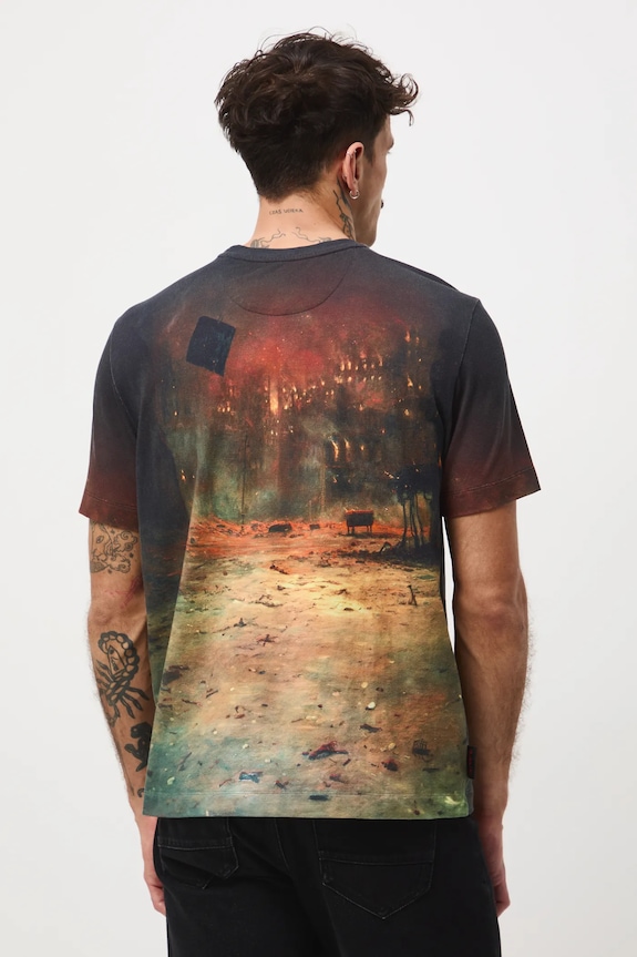 T-shirt bawełniany męski z elastanem z kolekcji Zdzisław Beksiński x Medicine multicolor RW25-TSMA65