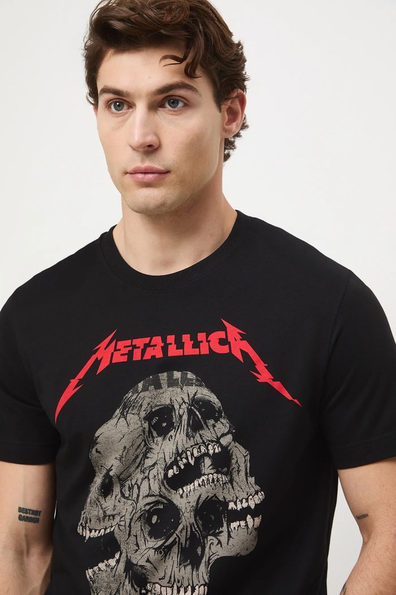 T-shirt bawełniany męski Metallica czarny RW25-TSMA71