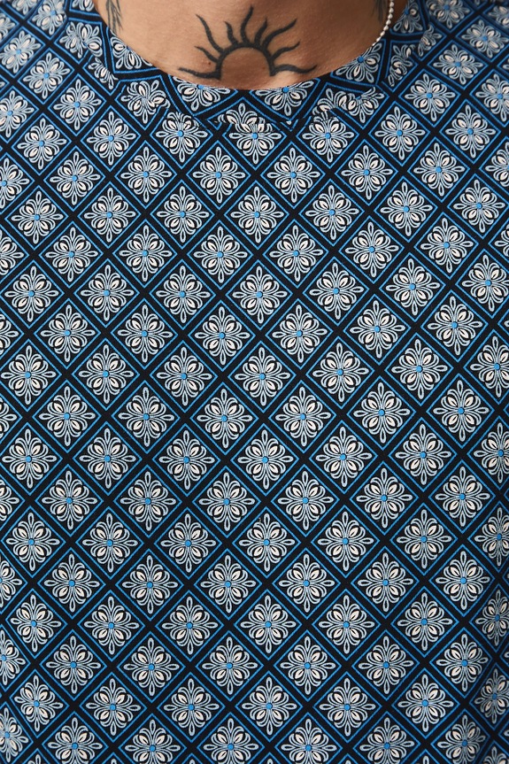 T-shirt bawełniany męski wzorzysty RW25-TSMB05 czarny